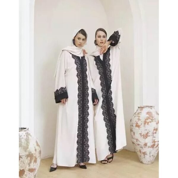 Eid Ramadan Lace Open Abaya Dubai Kaftan Kimono Cardigan Robe Femme Musulmane Muslim Hijab Dress Islam Abayas for Women Abayat - Image 2