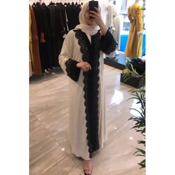 Eid Ramadan Lace Open Abaya Dubai Kaftan Kimono Cardigan Robe Femme Musulmane Muslim Hijab Dress Islam Abayas for Women Abayat - Image 3